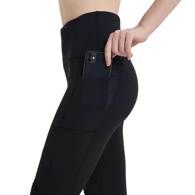 COOLOMG Knee Padding Yoga Pants Compression Workout Leggings with Side  Pockets for Women WP004