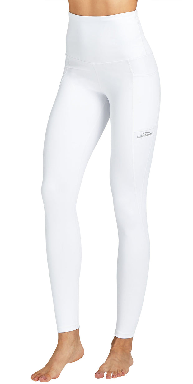 COOLOMG Women Yoga leggings high waisted with side Pocket white – COOLOMG -  Football Baseball Basketball Gears