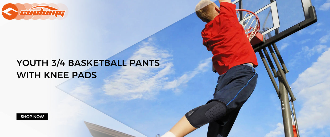Homeo Basketball Leggings with Knee Pads for Kids Youth 3/4 Capri
