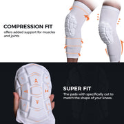 COOLOMG Knee Pads Protective Knee Compression Sleeves for Basketball Wrestling Football Volleyball Youth Kids Adult Black White