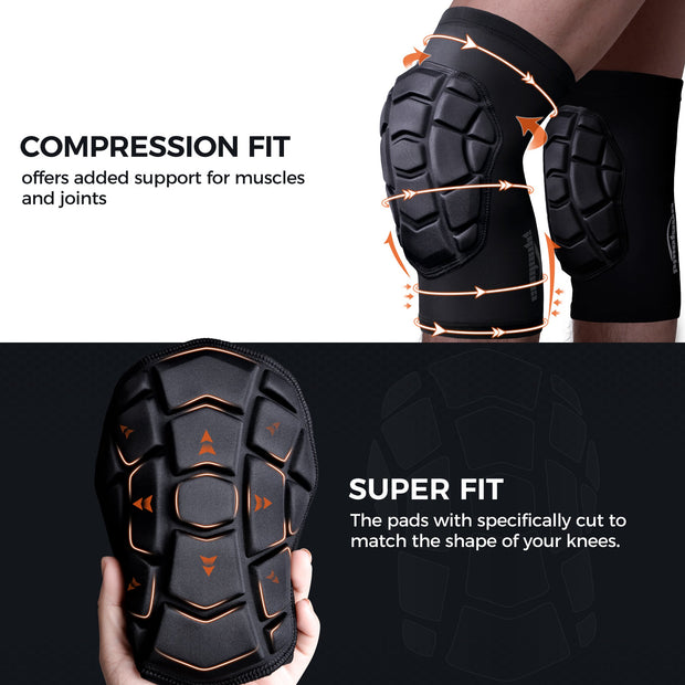 COOLOMG Protective Knee Pads for Wrestling Basketball Football Volleyball Youth Kids Adult Knee Compression Sleeves