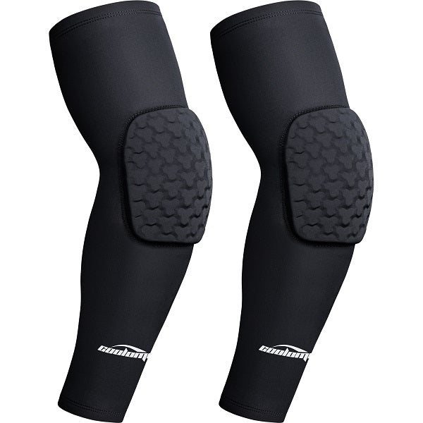 Long Protective Knee Pads Compression Leg Sleeve Anti-Slip Protector Padded  black XL
