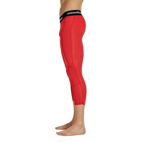 COOLOMG RED 3/4 Compression Tights Capri Running Pants Leggings