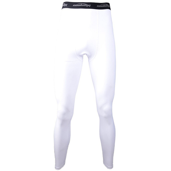 CenturyX Men One Leg Compression Pants 3/4 Capri Tights Athletic Basketball  Leggings Workout Base Layer Underwear White 2 L 