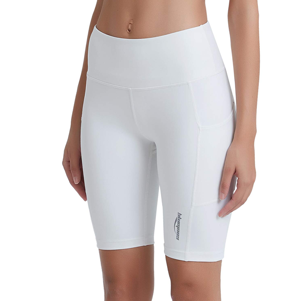 Zkozptok Women's Yoga Shorts High Waist Cargo Shorts Workout Pockets Gym Short  Pants,White,S 
